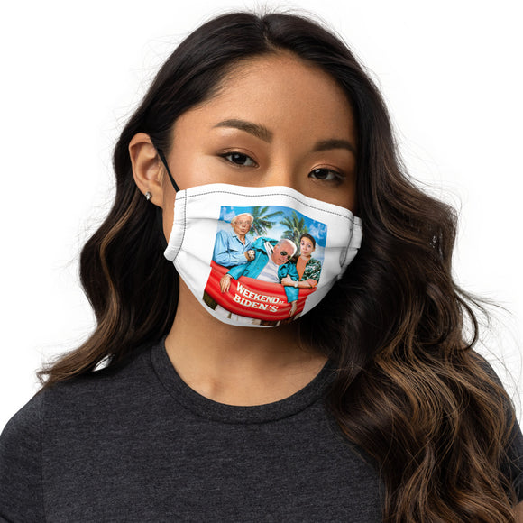 Weekend at Biden's Premium Face Mask Featuring AOC and Bernie