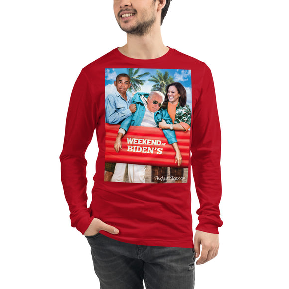 Weekend at Biden's Unisex Long Sleeve Tee Featuring Kamala and Obama