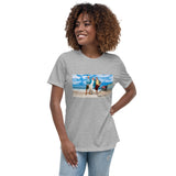 Women's At The Beach Relaxed T-Shirt Featuring AOC and Bernie