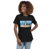 Women's At The Beach Relaxed T-Shirt Featuring AOC and Bernie