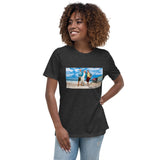 Women's At The Beach Relaxed T-Shirt Featuring AOC and Bernie