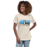 Women's At The Beach Relaxed T-Shirt Featuring AOC and Bernie