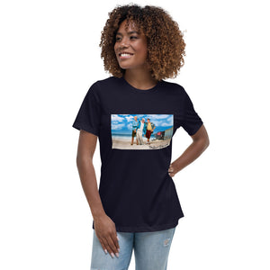 Women's At The Beach Relaxed T-Shirt Featuring AOC and Bernie