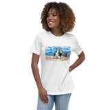 Women's At The Beach Relaxed T-Shirt Featuring AOC and Bernie